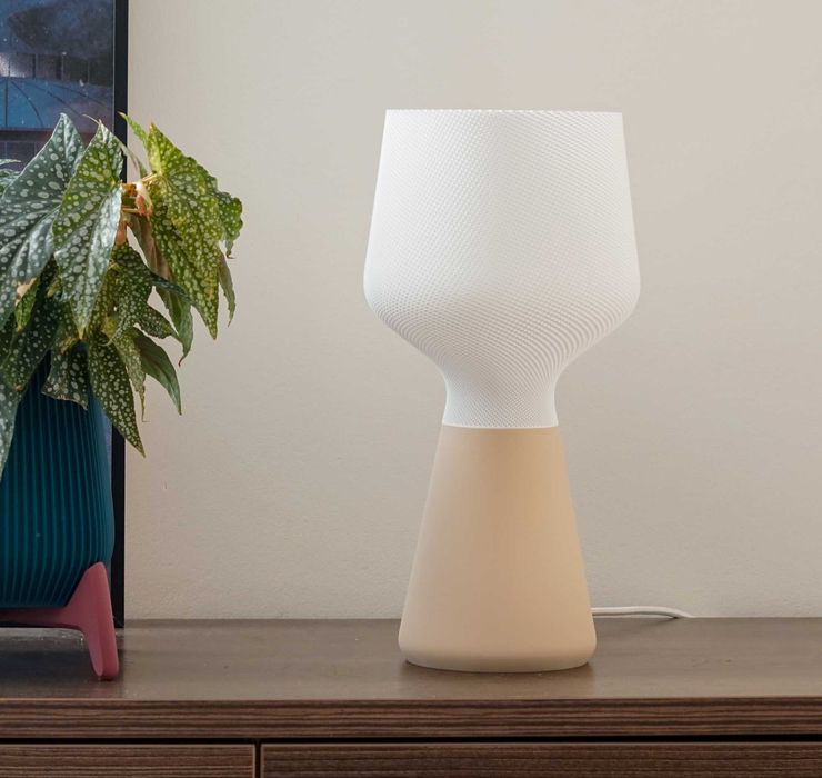 Lampa stołowa CALIZ M - gładki beż/biały - polska produkcja