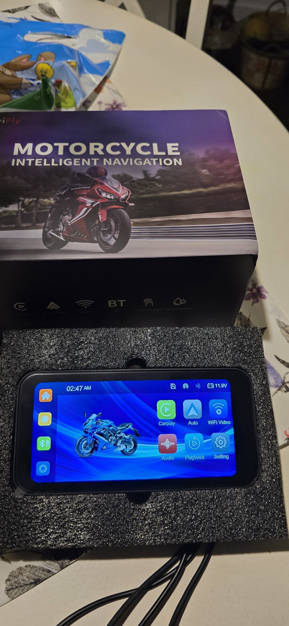 Nawigacja motocyklowa,rejestrator jazdy,android auto,cz.ciśnienia TPMS