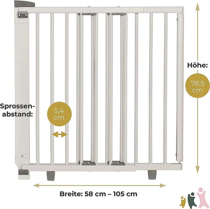 Bramka ochronna na drzwi wykonana z drewna dopasowanie 58 cm – 105 cm