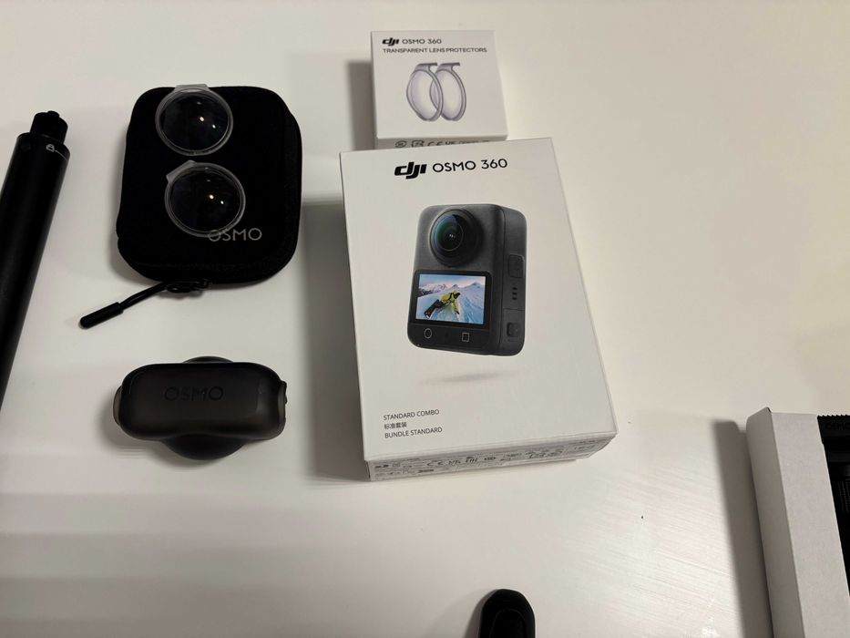 Kamera DJI OSMO 360 - Selfie stick, mini statyw, ochraniacze soczewek