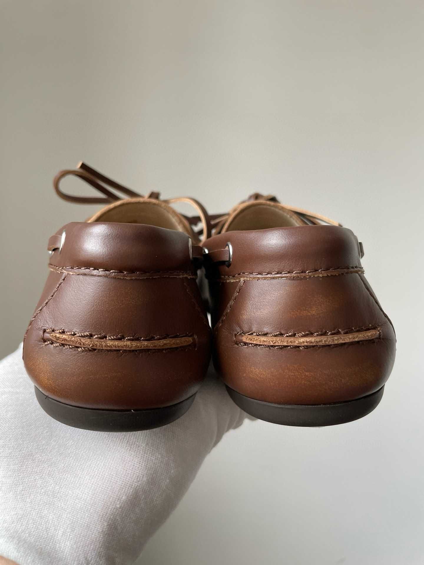 Лоферы Miu Miu Unlined bleached leather boat shoes лоферы миу миу