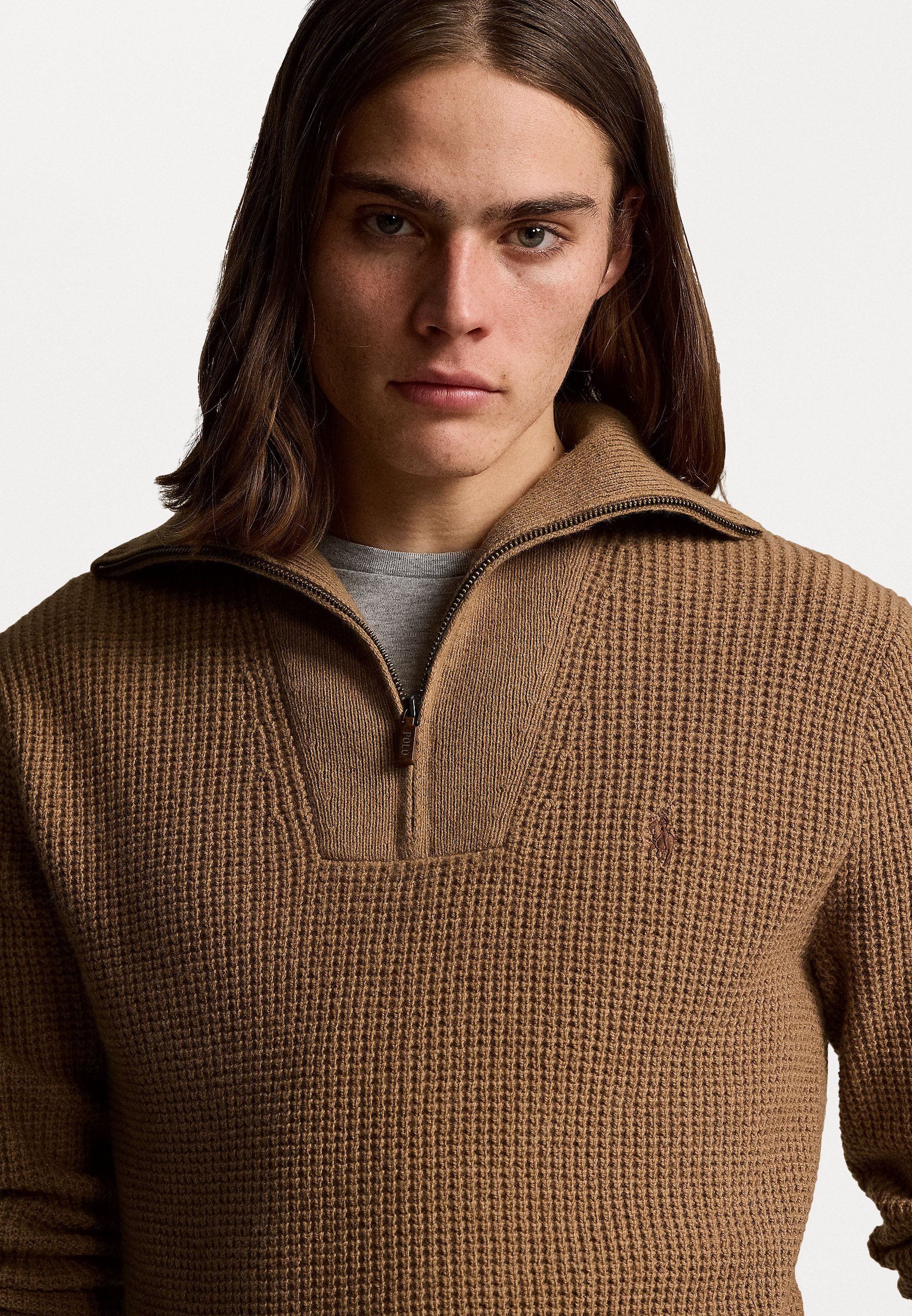 Sweter brązowy z wełną Polo Ralph Lauren M