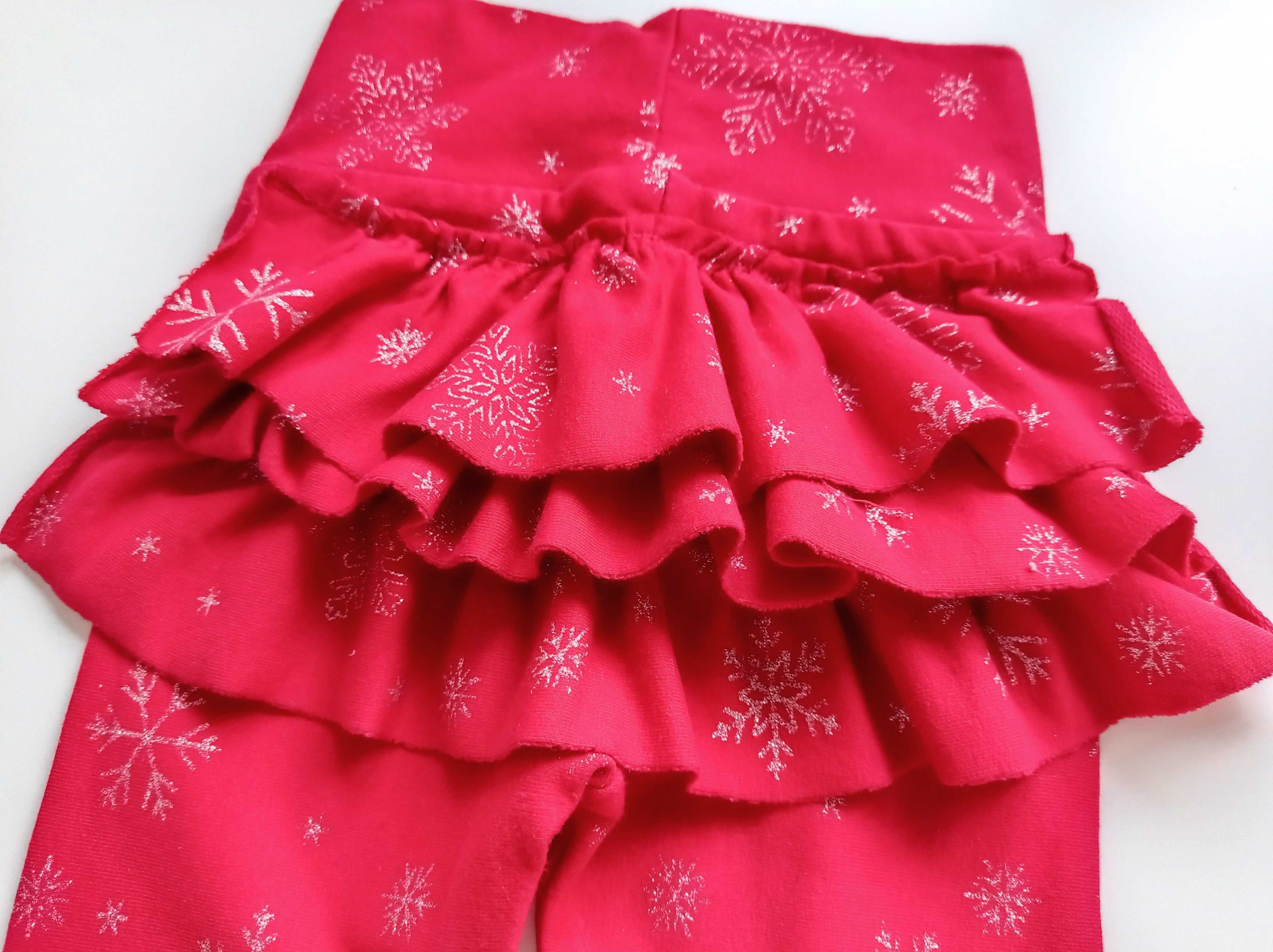 Legginsy Świąteczne Boże Narodzenie z falbanką Handmade 92