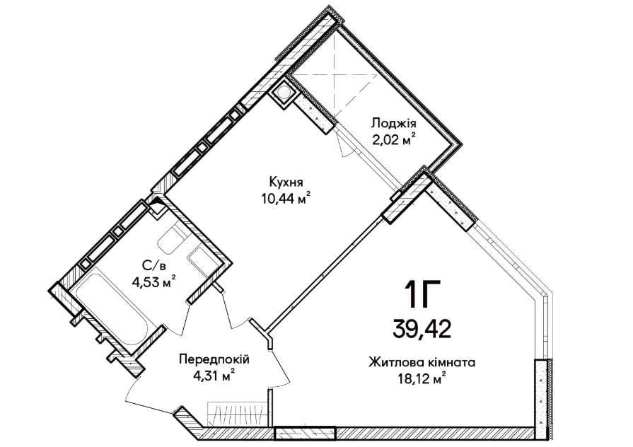 Інвестиція, яка працює на вас - 

1-кімнатна квартира, площею 39.42 м²