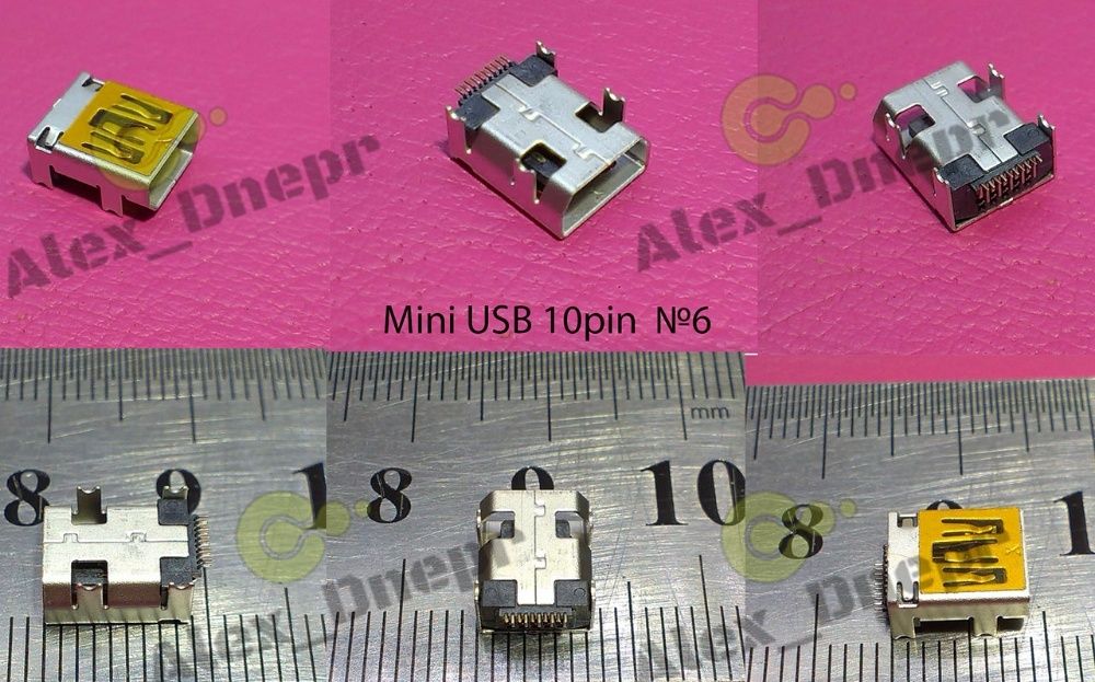 Разъём Mini USB 10 pin (6 видов)