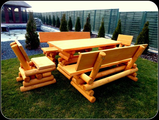 Meble ogrodowe , drewniane ,stół ,ławka ,krzesło,hustawka dostawa180zł