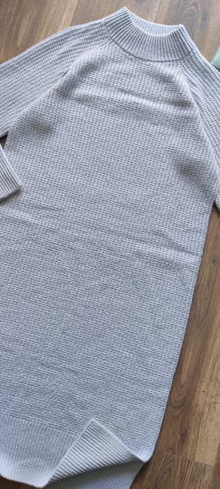 Тепла в'язана сукня плаття S-М сіро-блакитна