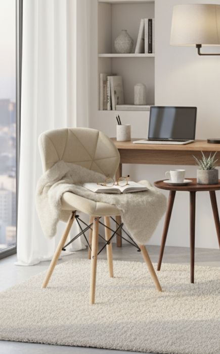 Krzesło tapicerowane krzesło welurowe beżowe do salonu,kuchni jadalni