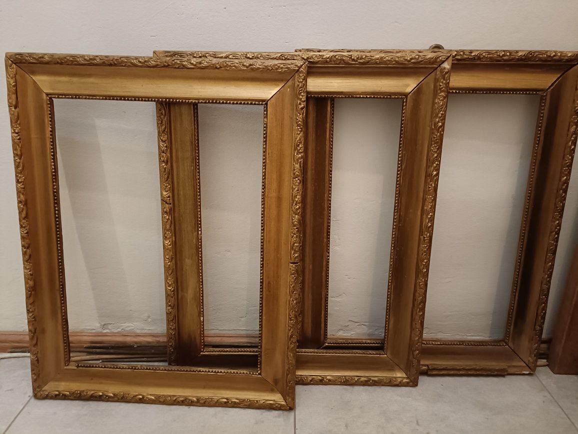 3 stare Ramy ramki pozłacane 40x50