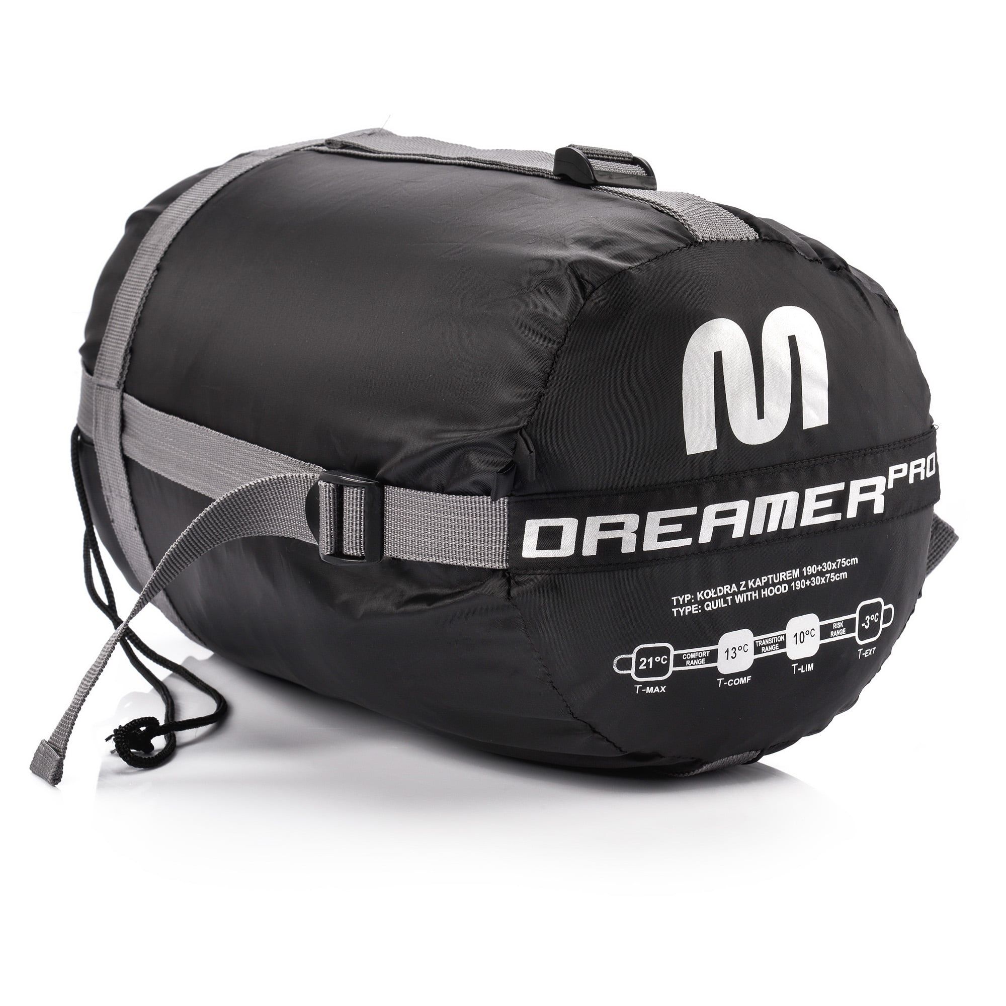 Śpiwór Meteor Dreamer Pro Prawy czarny Polyesters
