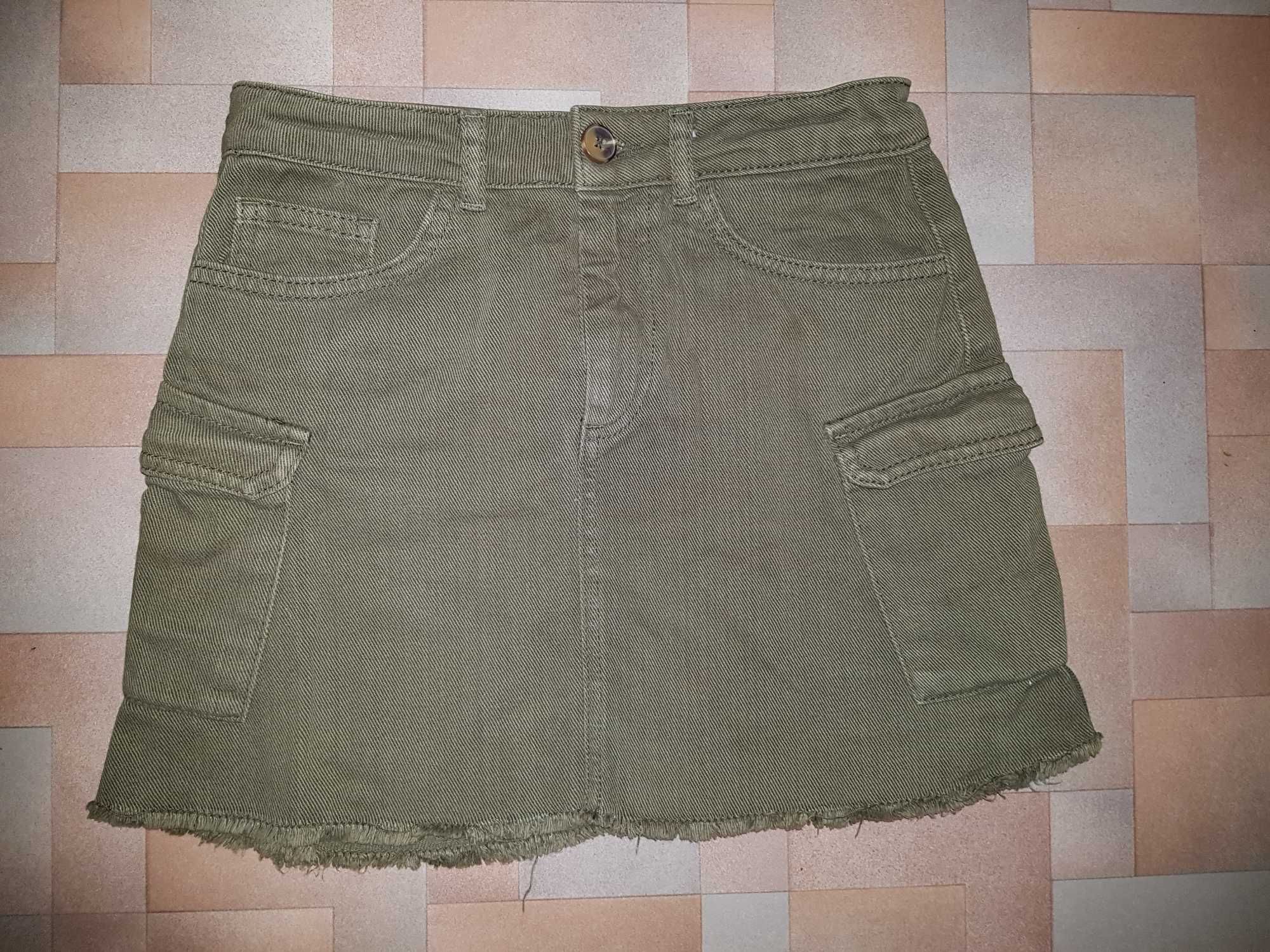 В школу юбка джинс ZARA хаки 11-12 лет 152 см