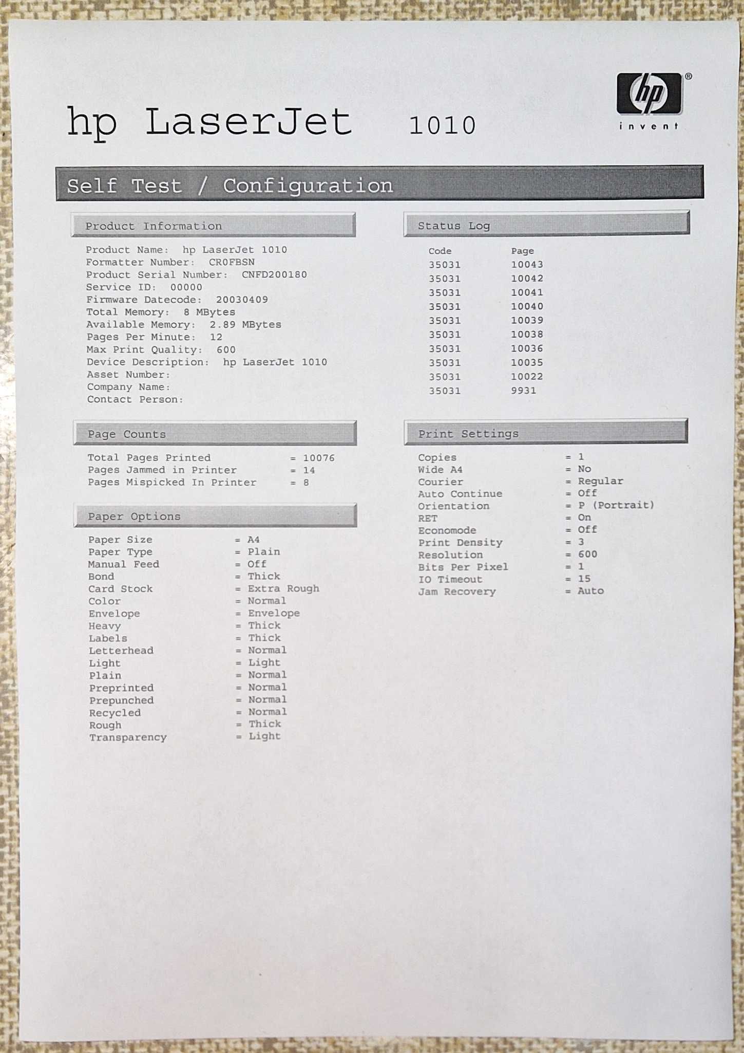Drukarka laserowa HP LaserJet 1010 - toner i komplet kabli - 10 076 s