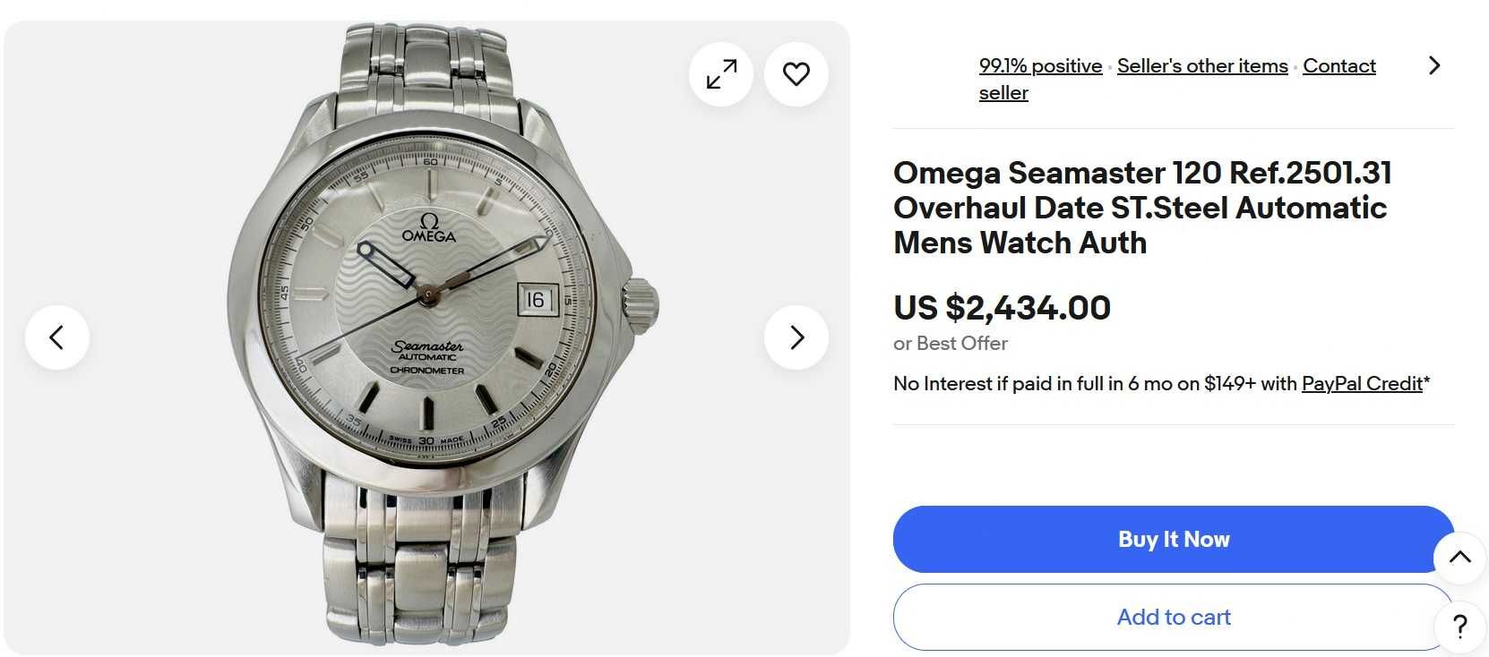 Zegarek Omega Seamaster Automatic Chronometer 2501.31 Data Komplet !