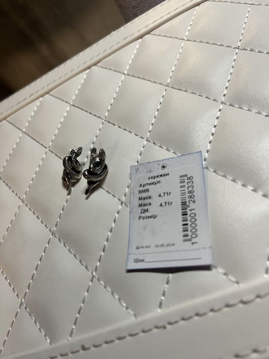 Сережки срібні, срібло, сережки змійки, змія