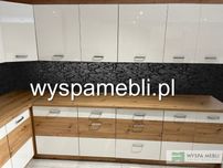 NOWY komplet mebli kuchennych kuchnia biały połysk dąb 310 x 105 rejs