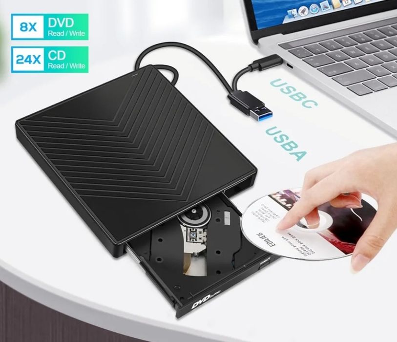 5 в 1 Зовнішній CD-DVD-привід для ноутбука Windows 11 10, USB 3.0 і Ty