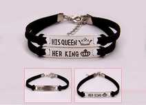 Pulseira de pulso em camurça King and Queen