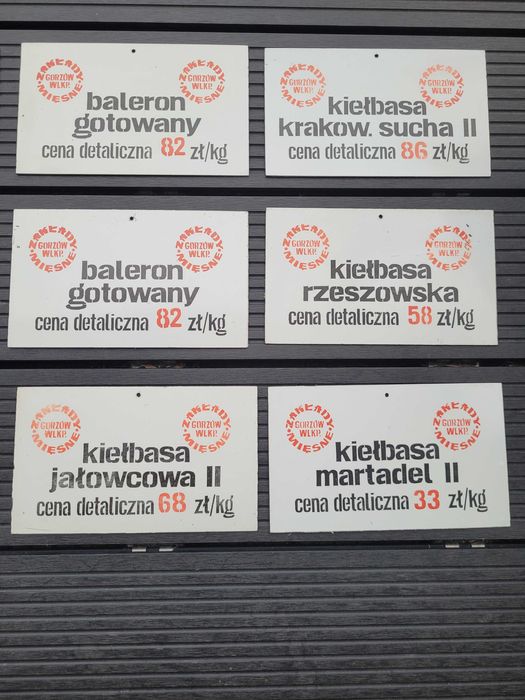 PRL tabliczki z zakładów mięsnych