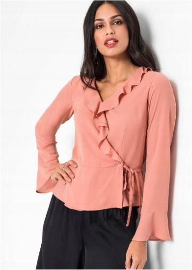 AB4983 bluzka morelowa falbanki r.36