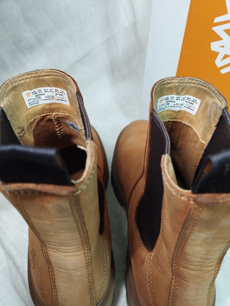 Черевики жіночі Челсі Timberland 24,5 cm демі коричневі, руді, койот