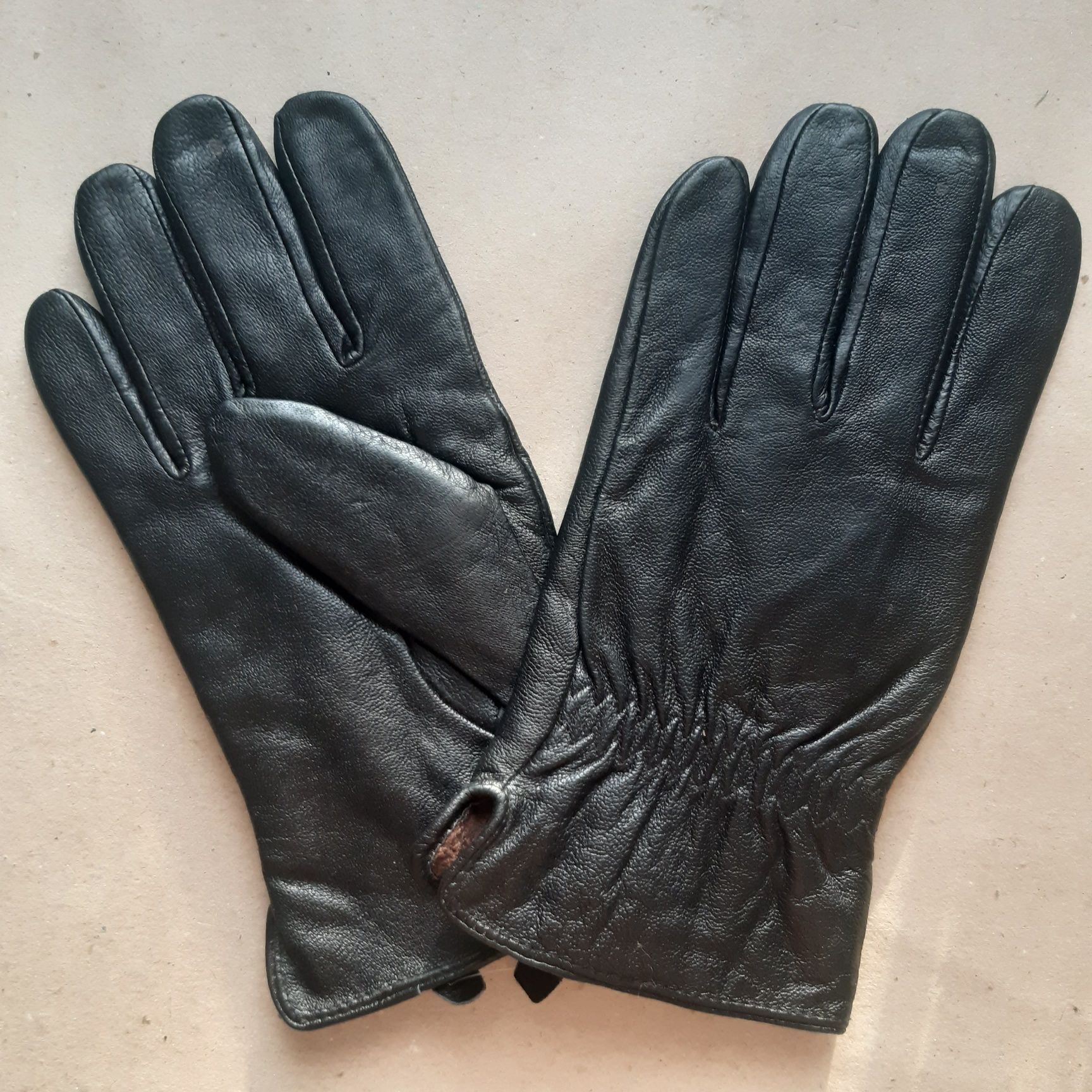 Rękawiczki Męskie czarne skórzane NOWE