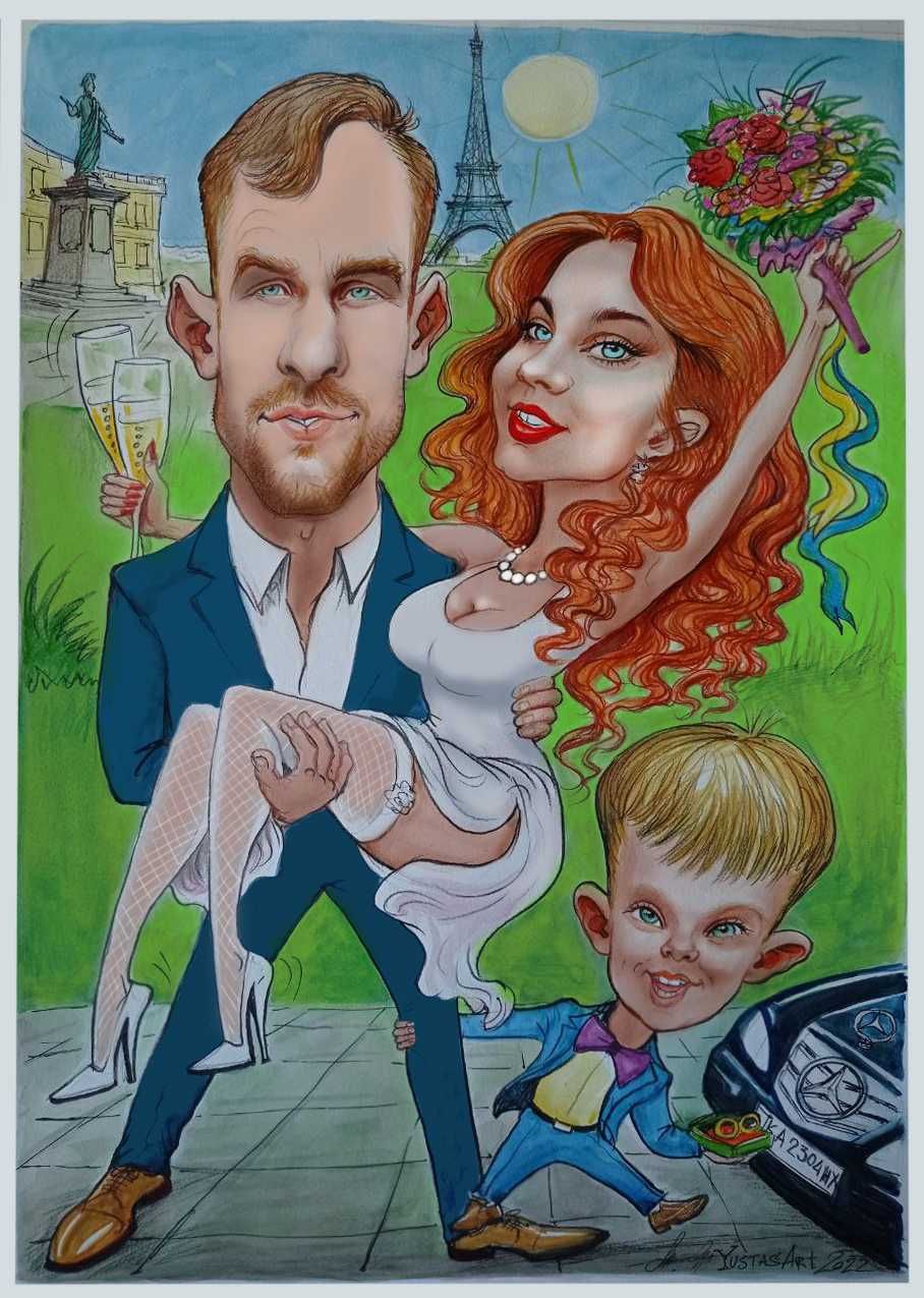 Шарж по фото! Юмористический рисунок! Портрет на праздник!