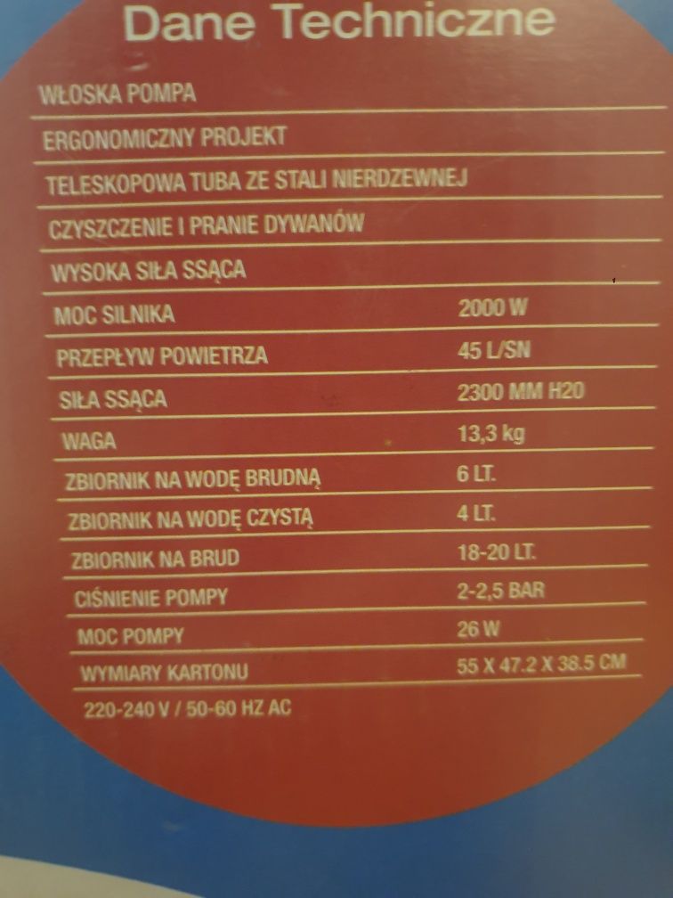 Odkurzacz piorący - GHM - General Home Machine - 2000W