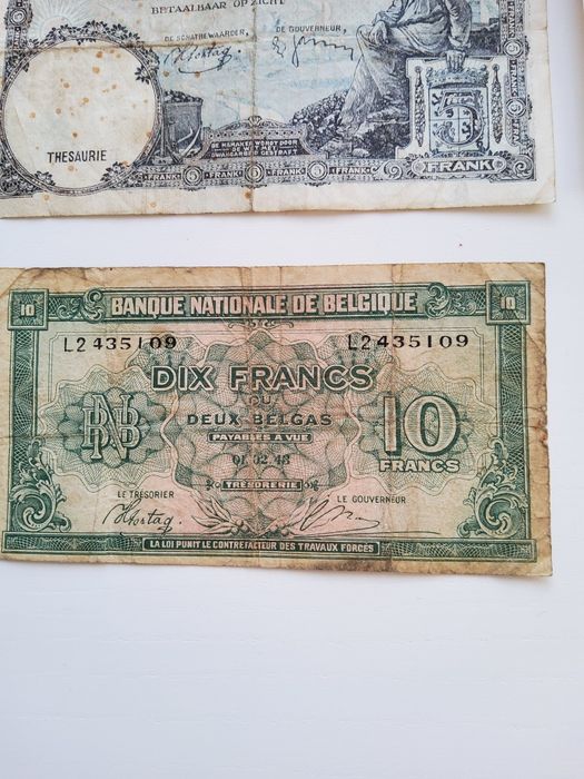 Belgijskie banknoty z lat 30 i 40-tych XX wieku