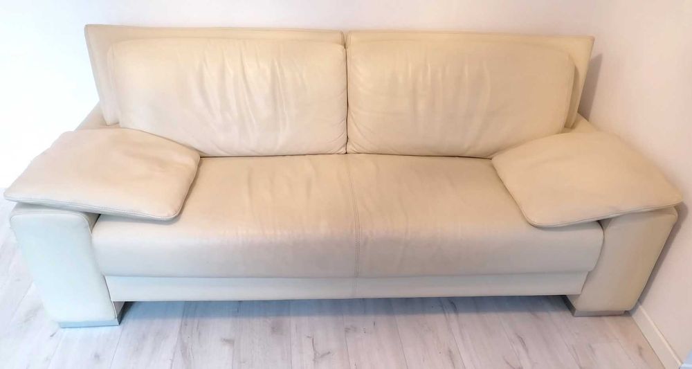 Kanapy Włoskie Nicoletti Skóra Kremowe 2 + 3 Używane Stan bardzo dobry