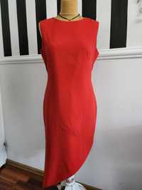 czerwona asymetryczna sukienka roz.42