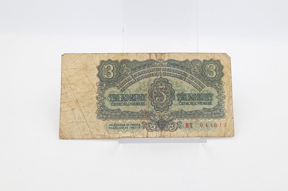 Stary Banknot kolekcjonerski 3 korony 1961 Czechosłowacja