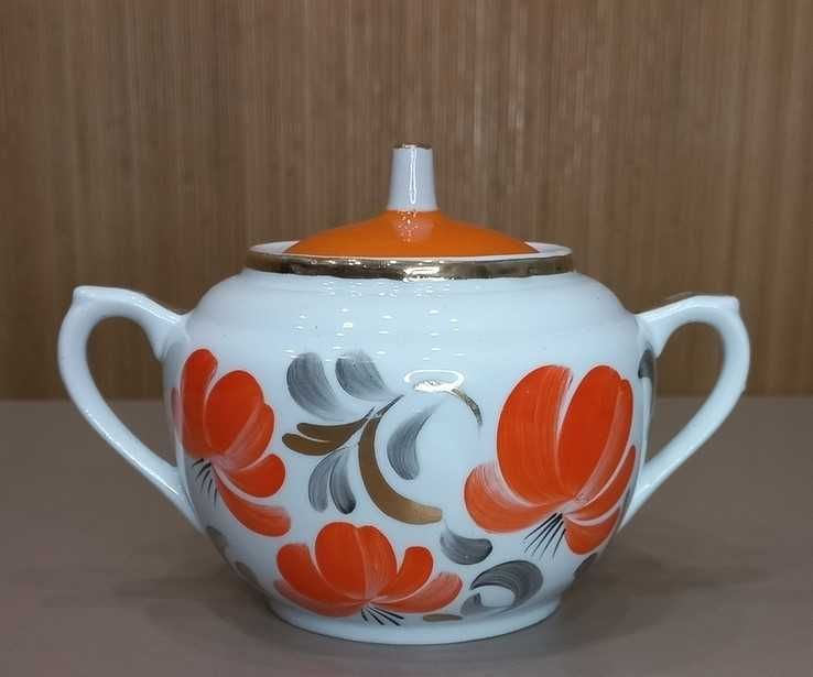 Сахарница с ручной росписью, Дмитровский фарфоровый завод, СССР