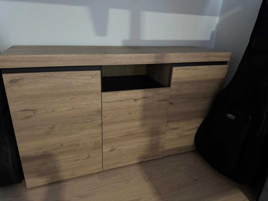 Aparador Madeira Novo Carvalho e Preto Moderno, Nórdico