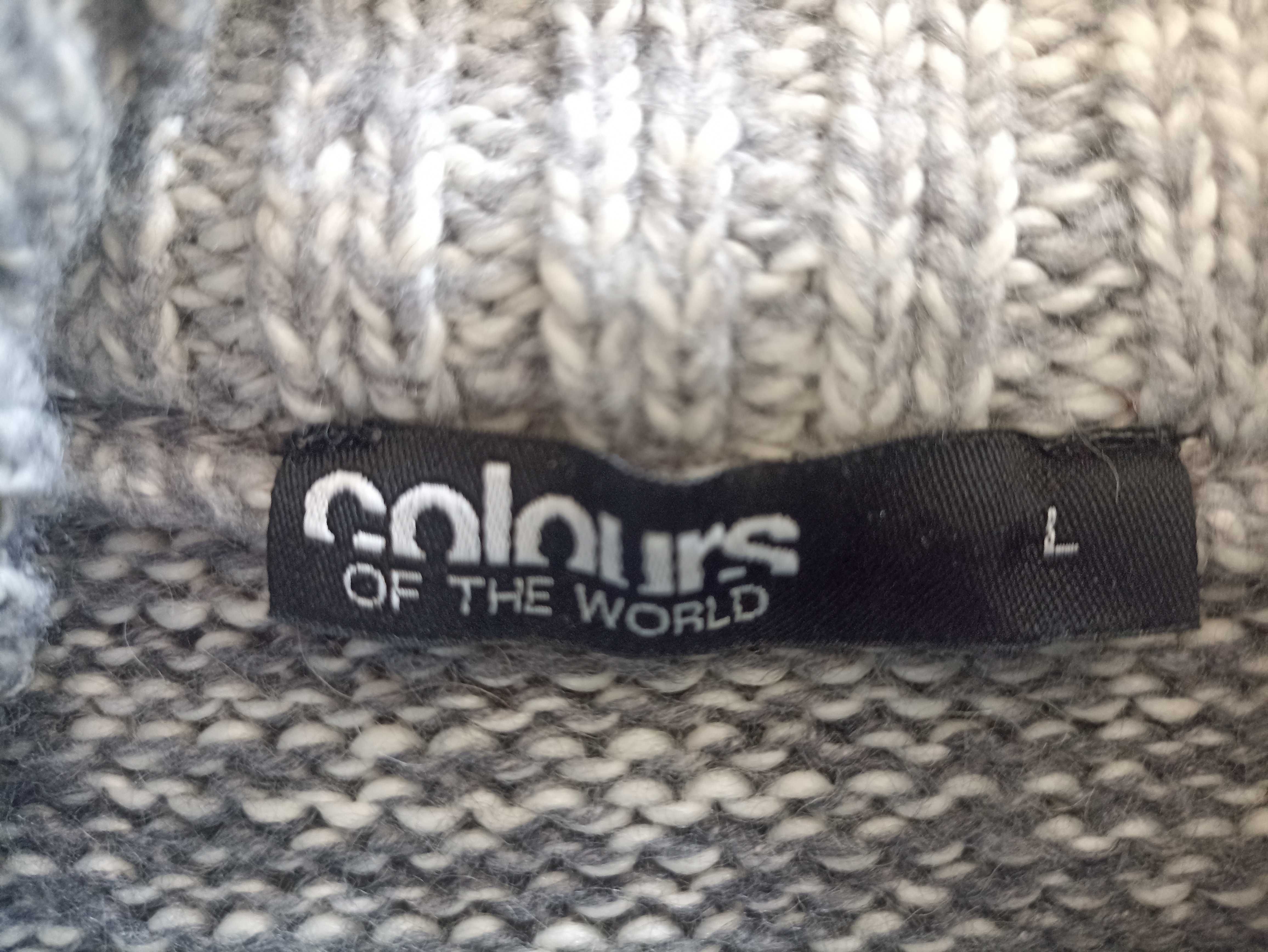 Ciepły sweter z wełną M/L gruby golf