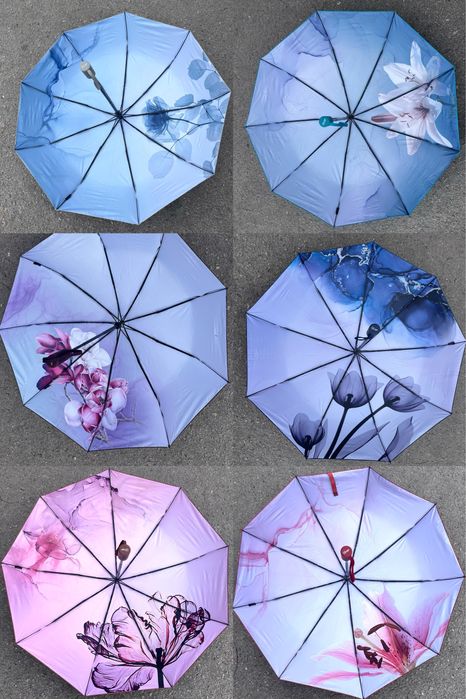 Жіноча парасолька автомат з квітами всередині 9 спиць