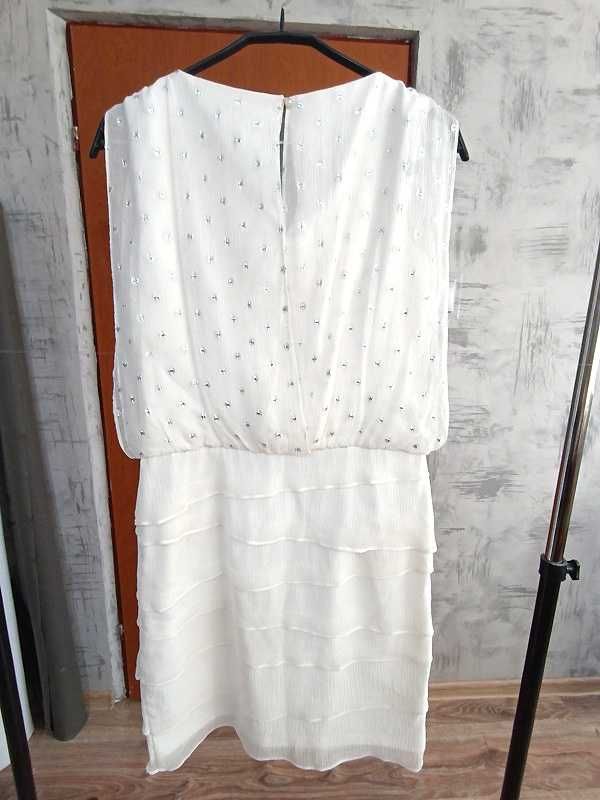 Esprit wizytowa sukienka 94% silk roz 36