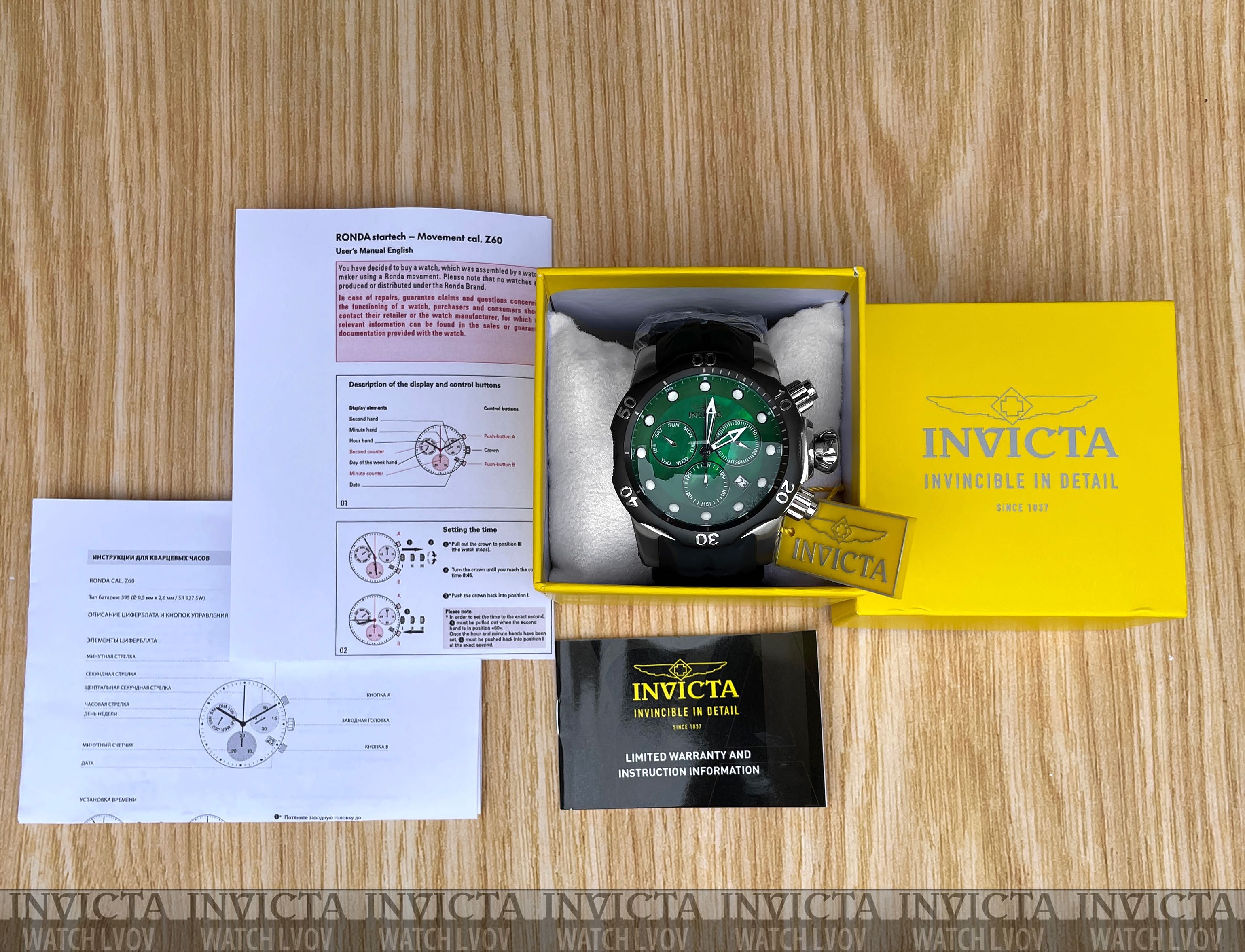 Мужские часы Invicta 33306 Venom Reserve Black Green Swiss 53 mm.