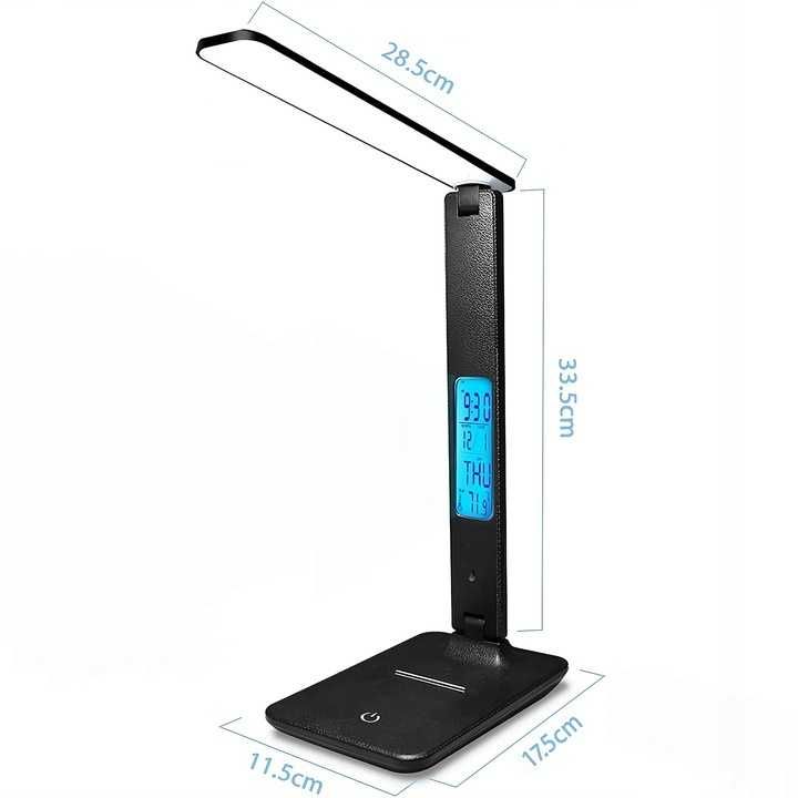 Lampka Led Biurkowa Regulowana Szkolna Wyświetlacz LCD Ładowanie USB