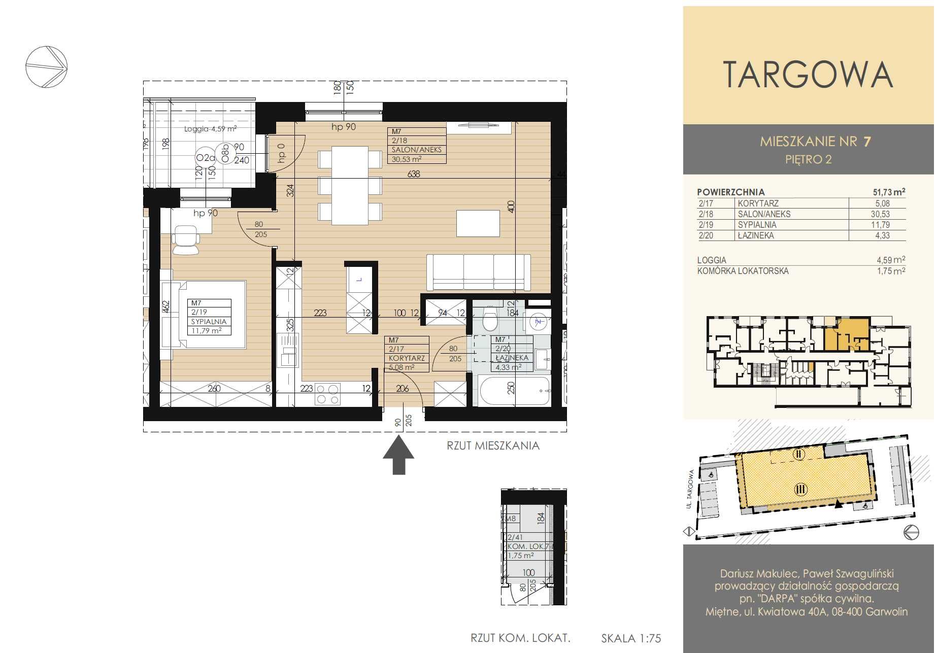 Mieszkanie - sprzedaż - 51,73 m2 - ul. Targowa Garwolin