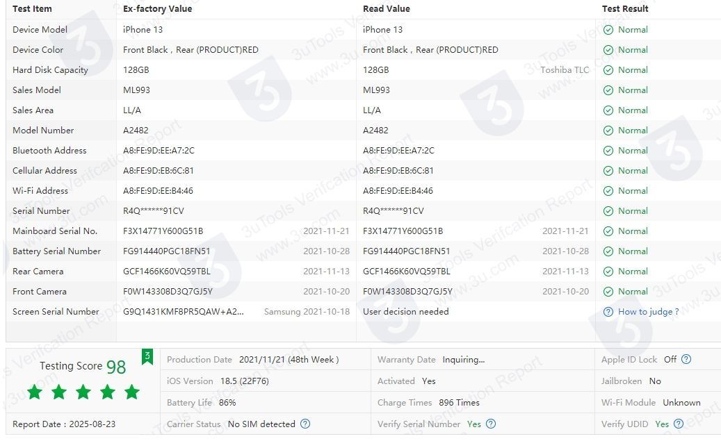 Смартфон APPLE IPHONE 13 128GB R-сім