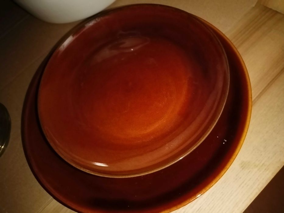 Talerze Pruszków PRL brązowe