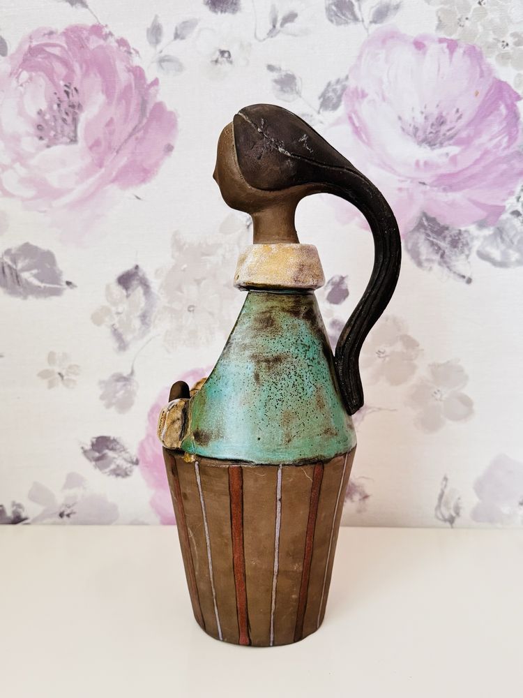Ceramiczny Wazon figurka dziewczyny, Elbogen Keramik, retro ozdoba