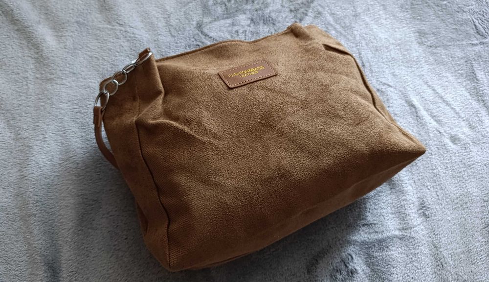 Nowa damska stylowa torebka z materiału z zamszu/ torba worek brązowa