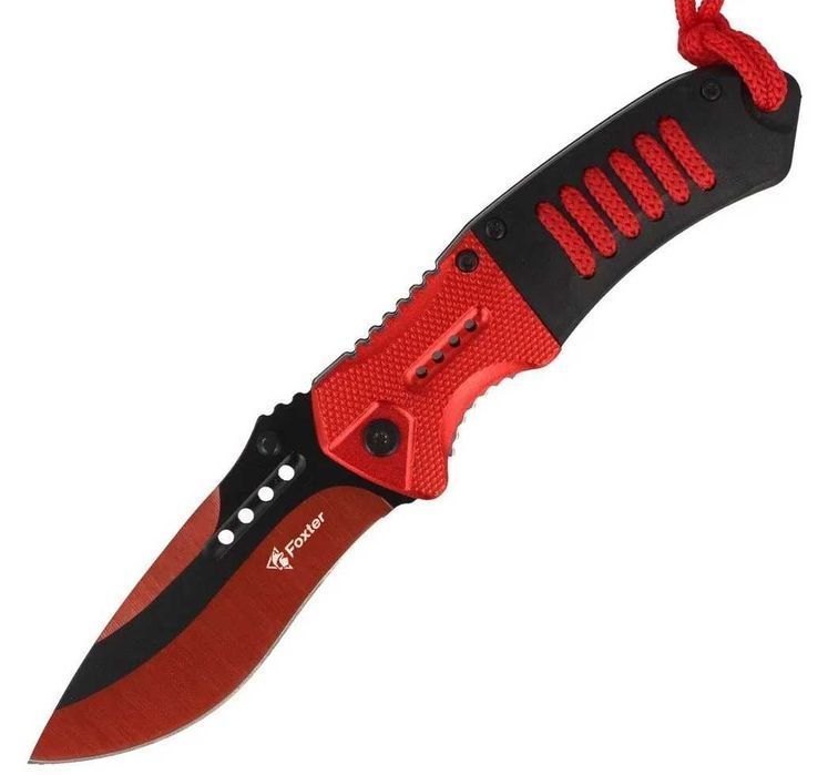 FOXTER® Nóż składany ratowniczy wojskowy taktyczny red 21cm