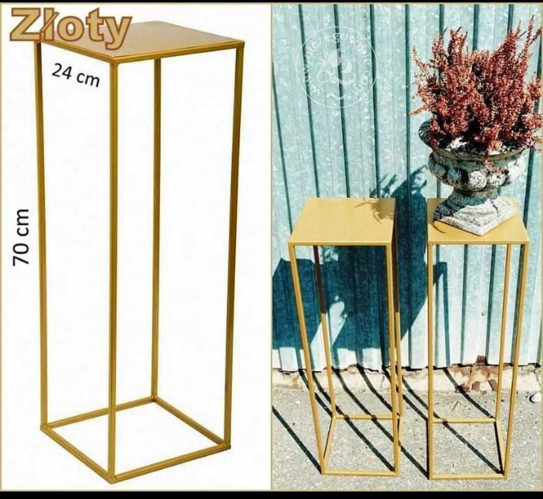 Stojaki 10 sztuk na kwiaty-metal wys 70 cm, złote, dekoracja weselna