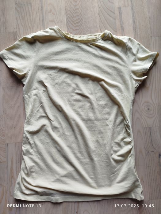 Jasnożółta pastelowa żółta koszulka z krótkim rękawem bluzka t-shirt c