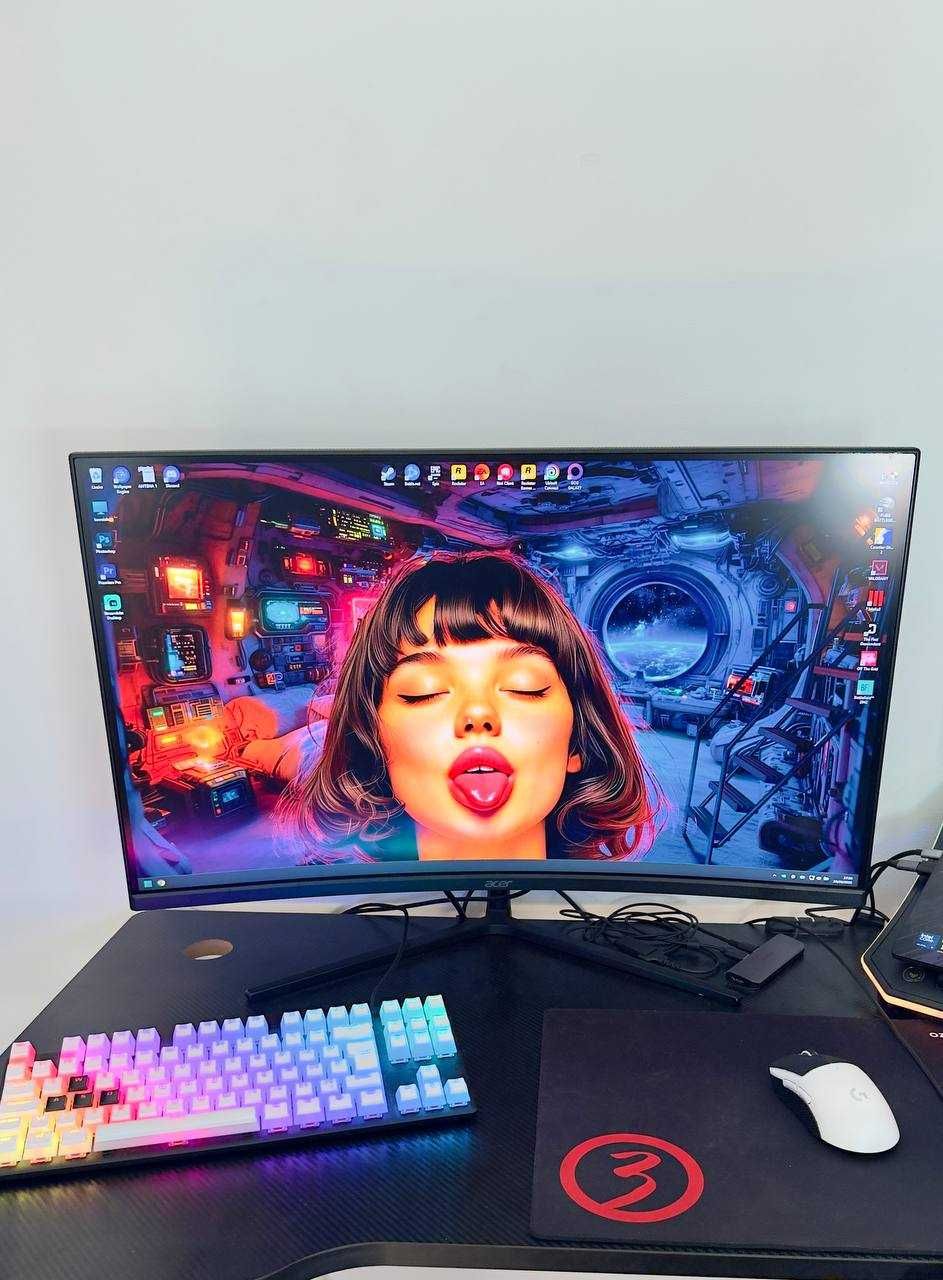 Monitor, Secretaria e Cadeira gaming