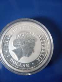 монета 1 доллар Елизавета 2  Австралия год дракона