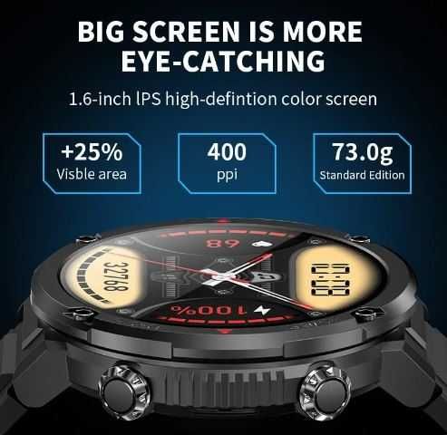 Smart Watch RAM 128MB 1.6Cal Roz.400x400 Bat.600mAh  IP68 NOWY Gwar.