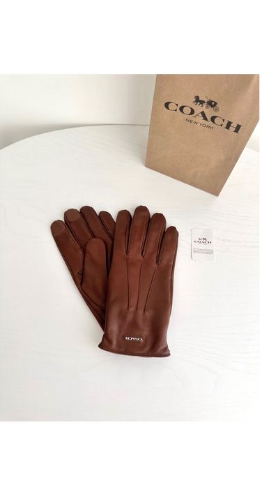 COACH Чоловічі рукавиці шкіряні рукавички мужские перчатки кожаные